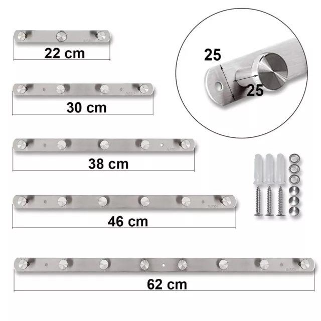 Hakenleiste Garderobenhaken Wandhaken  Kleiderhaken Edelstahl Haken 3 4 5 6 8 3