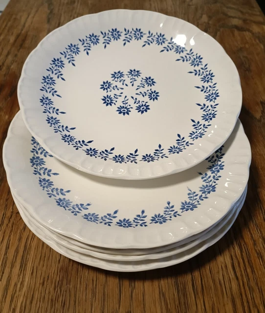 Lot De 5 Assiettes plates Digoin Sarreguemines fleurs bleu modèle Dany