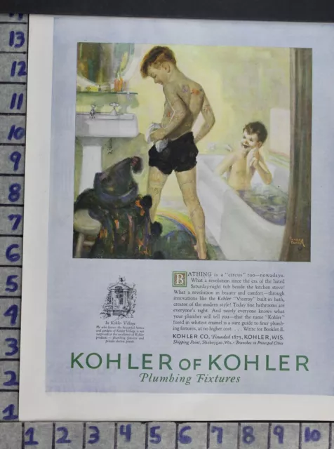 1926 Kohler Bath Sink Tub Boys Youth Body Paint Home Decor Vintage Art Addw03