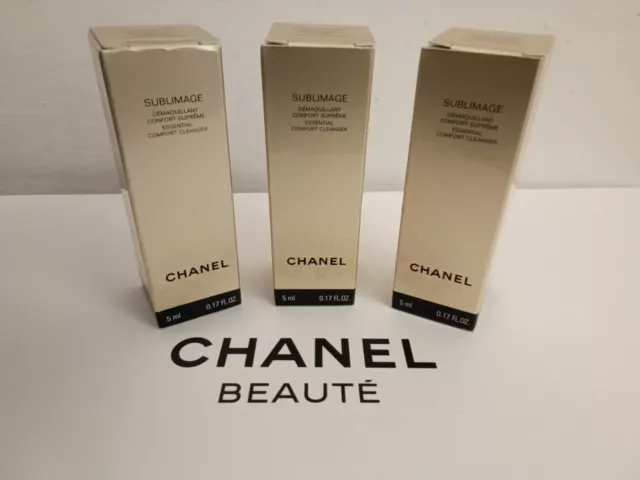 CHANEL SUBLIMAGE ESSENTIAL comfort cleanser-makeup remover face &eyes  3x5ml=15ml £18.99 - PicClick UK