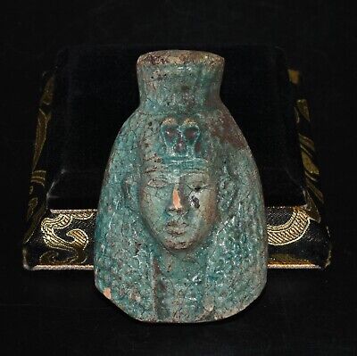 Unearthed Ancient Egyptian Faience Head Amulet in very Good Condition