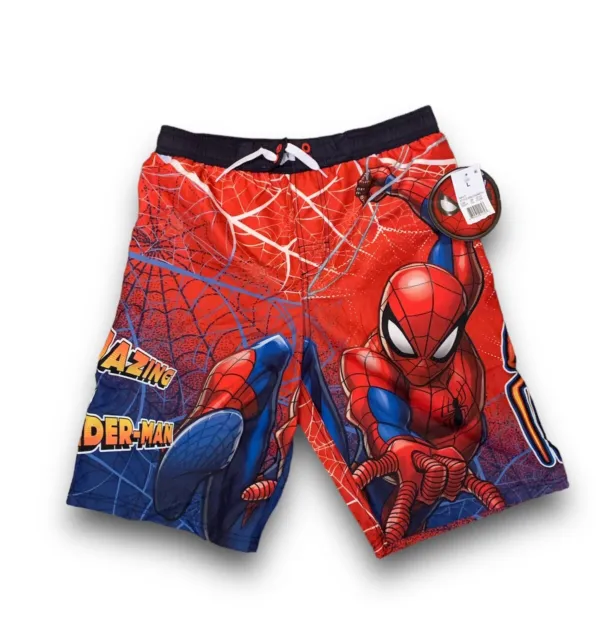 Boys Marvel Spider Man Swim Shorts Navy Blue Size Large