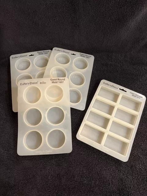 Crafters Choice Silicone Guest Soap Molds 1610 Rectangle and 1607 Round Lot of 4