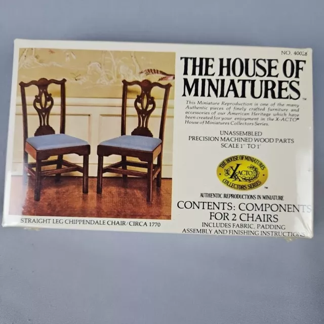 House Of Miniatures Kit Straight Leg Chippendale Chair 1:12 40028 New Sealed