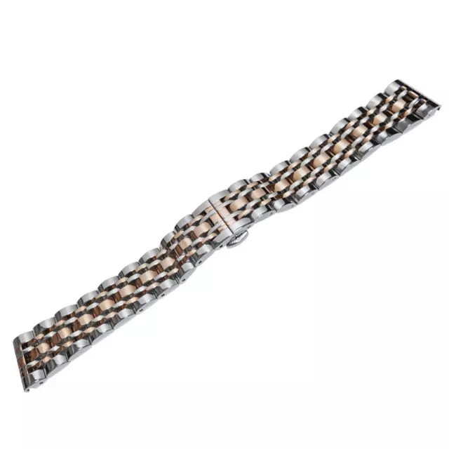 Men's Jubilee Full Mirror Straight Ends Watch Bracelet  Rose & S/S 22mm Lug Ends