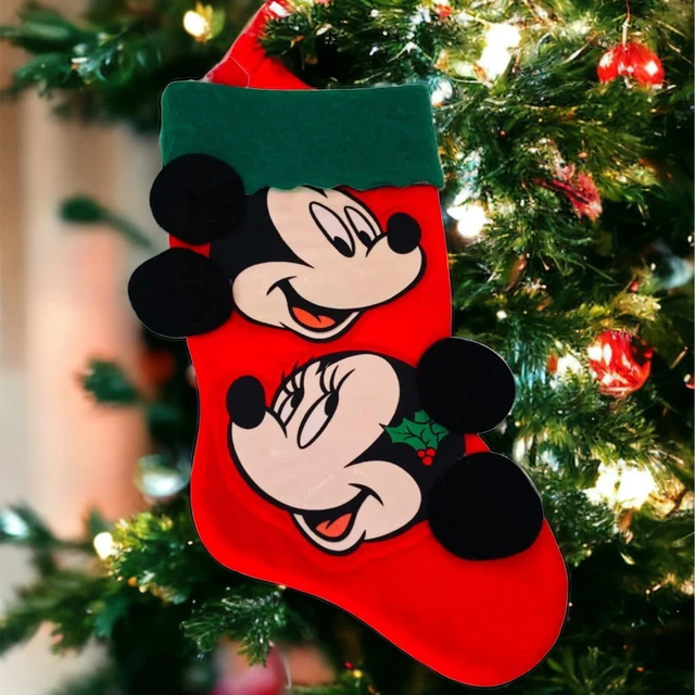 DISNEY Mickey and Minnie Red Green Christmas Stocking Mickey Unlimited