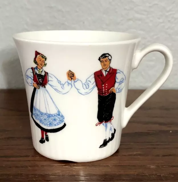 Vintage Figgjo Flint Norway Hardanger Folk Dancer Bone China Mug Cup