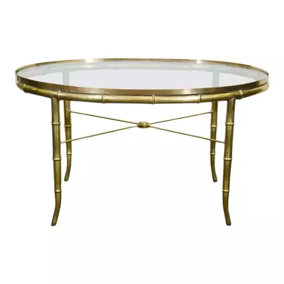 Hollywood Regency Faux Bamboo Brass Cocktail Table by Mastercraft Hollywood Regency Faux Bamboo Brass Cocktail Table by Mastercraft