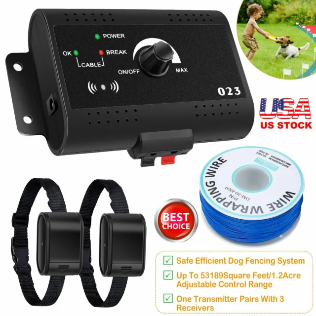 Wireless Electric Dog Fence Pet Containment System Shock Collars For 2 Dogs Safe 2