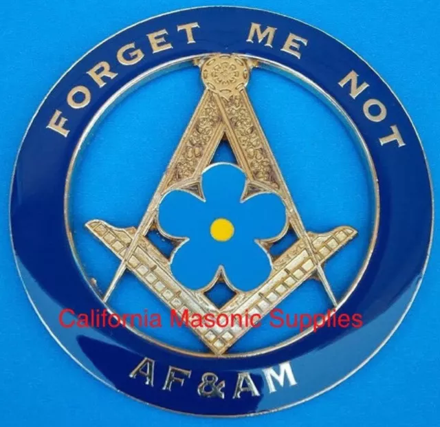 Freemasonry AF&AM Masons Auto Rear Emblem Forget Me Not Blue Lodge Mason Badge