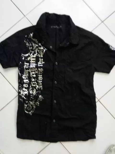 CHEMISE NOIRE GARCON "overgame " TAILLE 14 ans COTON