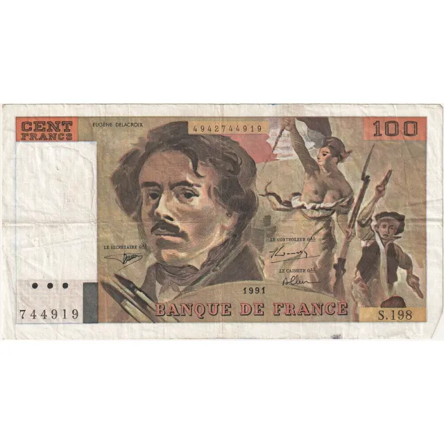 [#1190645] France, 100 Francs, Delacroix, 1991, S.198, EF(40-45), Fayette:69bis.