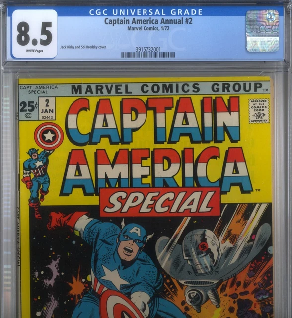 PRIMO:  CAPTAIN AMERICA  Annual #2 KIRBY Sleeper VF+ 8.5 CGC 1972 Marvel comics