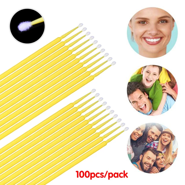 Dental Micro Applicator Brush Disposable Makeup Eyelash Brushes 2.0mm Yellow