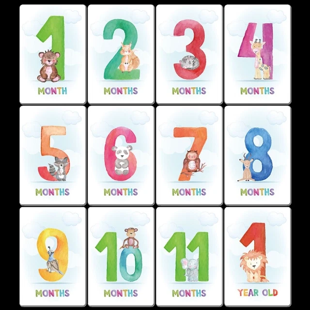 12 Pcs Baby Photograp Sharing Card Gift Set Baby Age Cards Baby Card