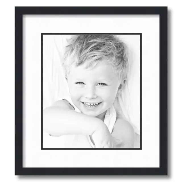 ArtToFrames Matted 16x18 Black Picture Frame with 2" Double Mat, 12x14 Opening