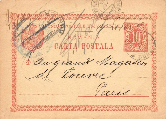 Romania Galati to Paris France postal stationery 1901