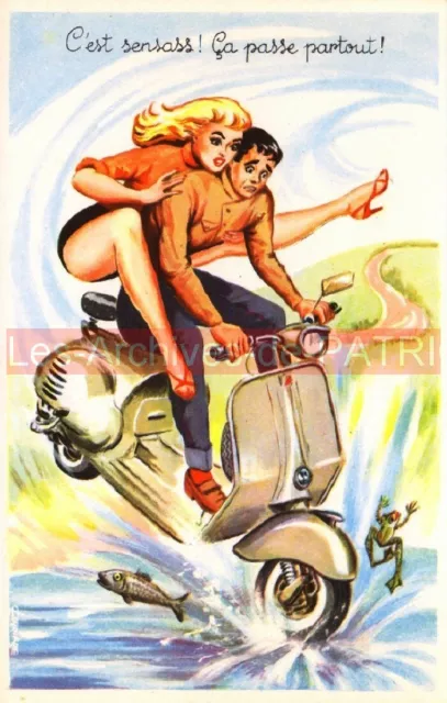 VESPA PIAGGIO Scooter : Carte Postale Humoristique Charme Postcard #0336