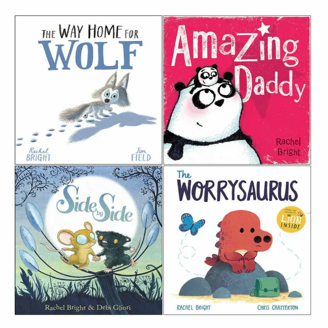 Rachel Bright 4 Books Collection Set The Way Home,Side,Worrysaurus,Amazing Daddy