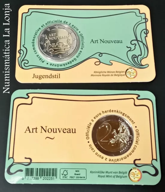 Bélgica Coincard 2 Euros 2023 Conmemorativa Art Nouveau Km New Sc Unc