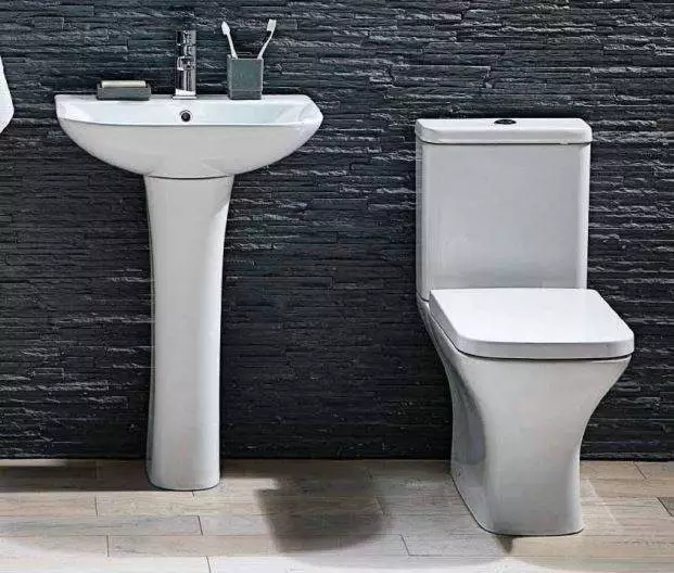 Basin Sink and Toilet Bathroom Suite Set Modern Style Soft Close Seat Designer