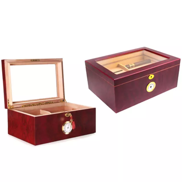 Zigarrenhumidor - Bubinga Furnierholz mit Glasplatte - fasst 100 Zigarren