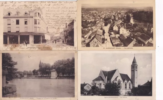 Lot de 4 cartes postales anciennes postcards AUDINCOURT DOUBS 4