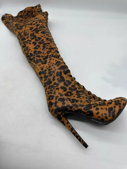 Zigi Girl  Piarry  Leopard Print Thigh High Heels Boots Women's Size 7 M