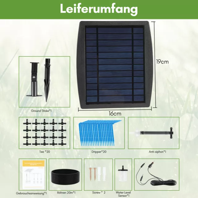 Solar Bewässerungssystem Automatisch Pflanzenbewässerung Doppelpumpe System Kit 2