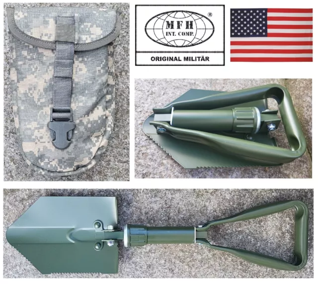 Origi. US Army Tasche + 3-teilig Klappspaten Feldspaten Camping Spaten Outdoor