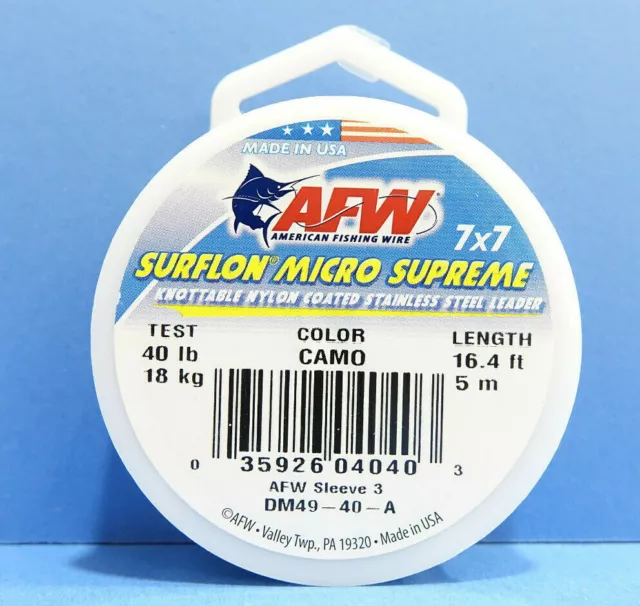 Surflon Micro Supreme 7x7 AFW Mimetico 5 Metri 18kg Nylon Rivestito NODO Acciaio