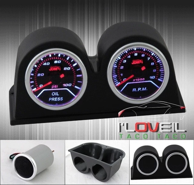 High Quality Oil Pressure Gauge + 10K Rpm Tachometer + Dual Pod Hold