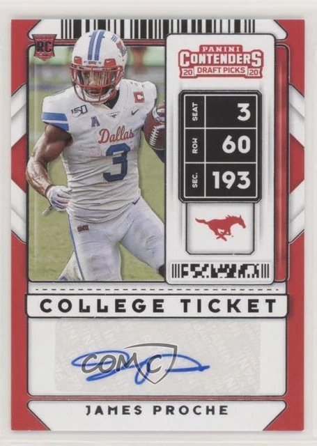 2020 Panini Contenders Draft Picks College Ticket James Proche Rookie Auto RC
