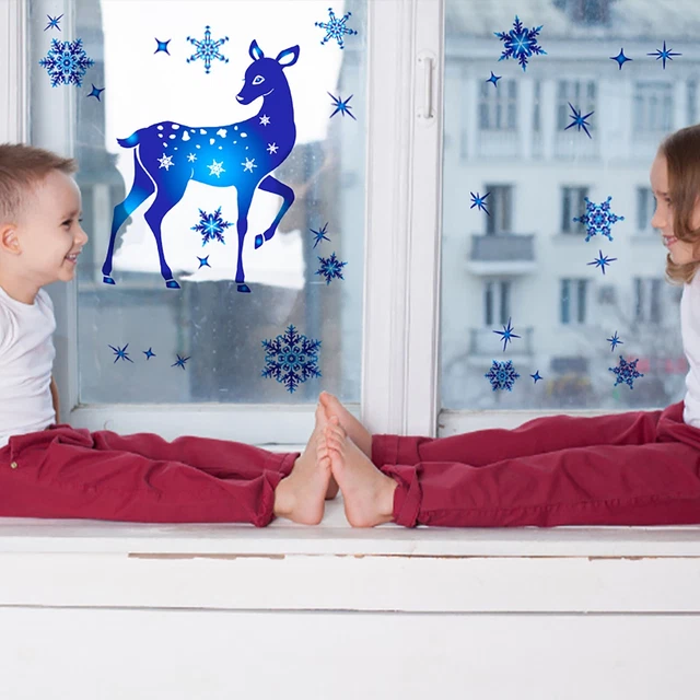 Hágalo usted mismo Calcomanía de ventana portátil tema de Navidad Copo de nieve Pegatina para ventana