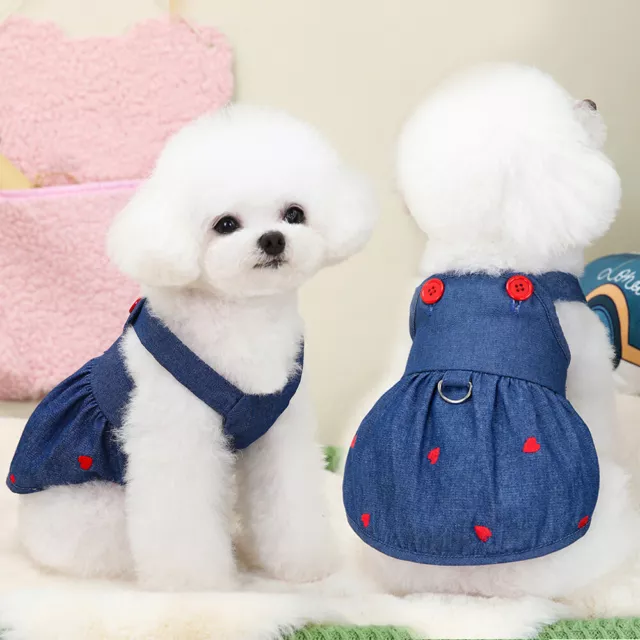 Printemps Été Chien Denim Robe Jean Jupes Chiot Vêtements Pour Animaux De ✿