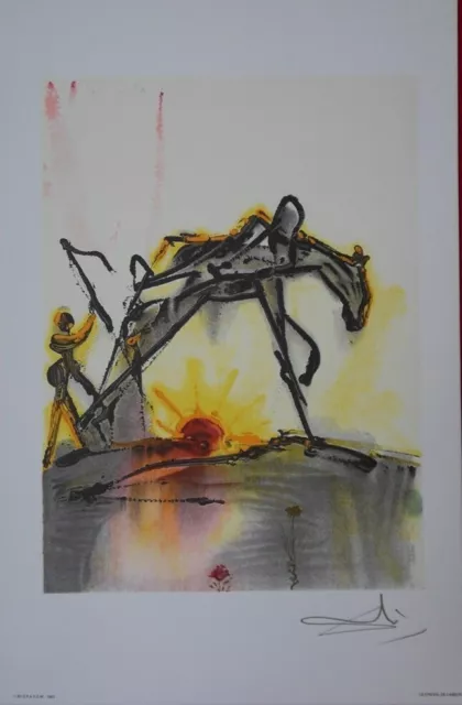 Salvador DALI : Les Chevaux, Le Cheval de Labeur, Lithographie signée - 1983