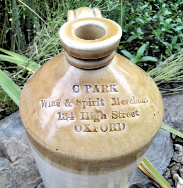 OXFORD STONEWARE FLAGON C.PARK HALF GALLON MINT PRICE BRISTOL