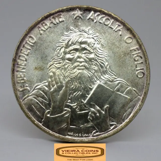 1980 San Marino Silver 1000 Lire 1,500TH Ann. Birth of St. Benedict #C34342NQ