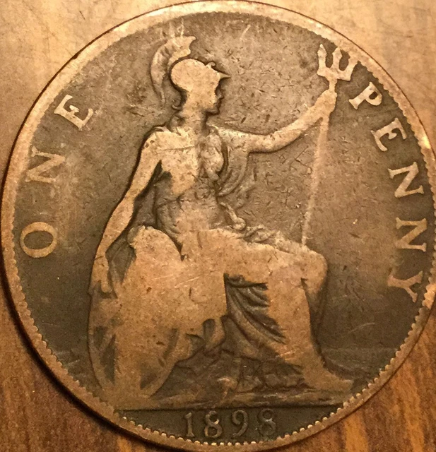1898 Uk Gb Great Britain One Penny Coin