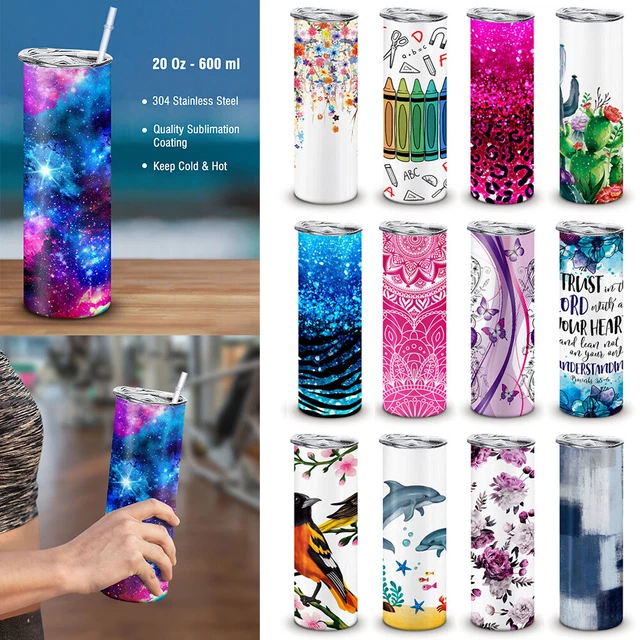 20 Oz Stainless Steel Tumbler Vacuum Insulated with Lids Straws Coffee Cup Mug