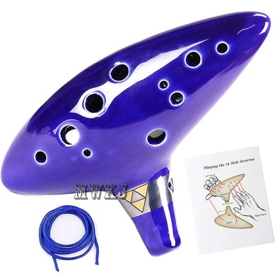 New 12 Hole Blue Ocarina Ceramic Alto C Legend of Zelda Ocarina Flute Instrument