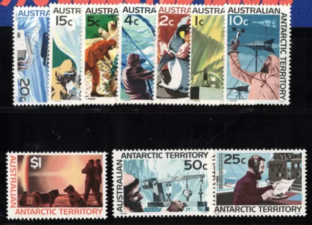 1966 Australia AAT Antarctica Definitive Stamps Short Set of 10 SG 8/18 MUH