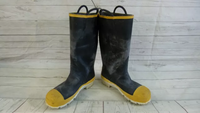 Black Diamond Firebreaker Firefighter Rubber Black/Yellow Boots Size 10 Medium