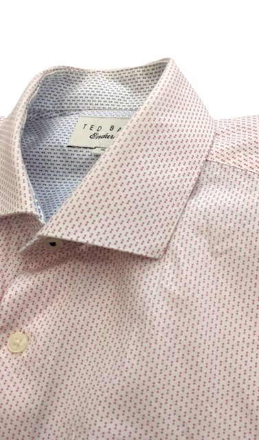 Camicia da uomo bianca Ted Baker Endurance taglia 16"" 34/35 manica lunga a punti abbottonati