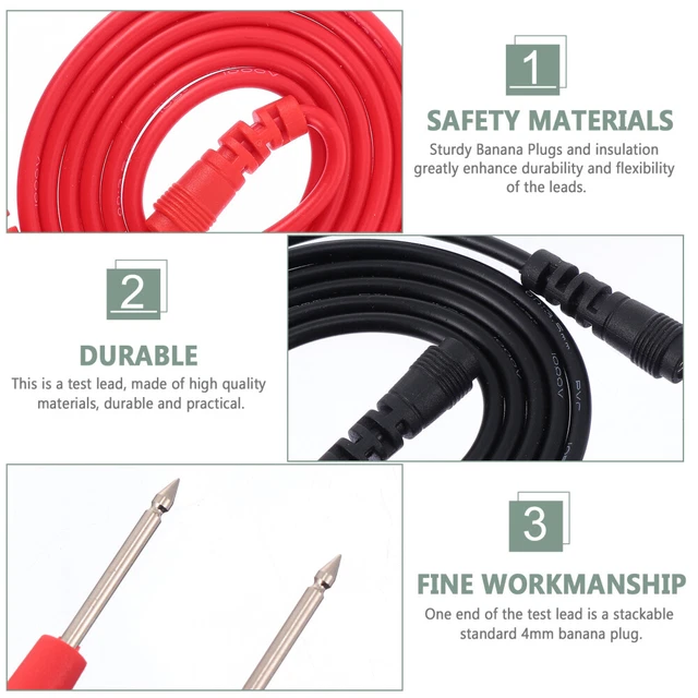 Set Di Punte E Cavi Di Prova Per Multimetro | 1000V / 20A | Accessori Da Test Universali | Punte In Rame Nichelato CAT III