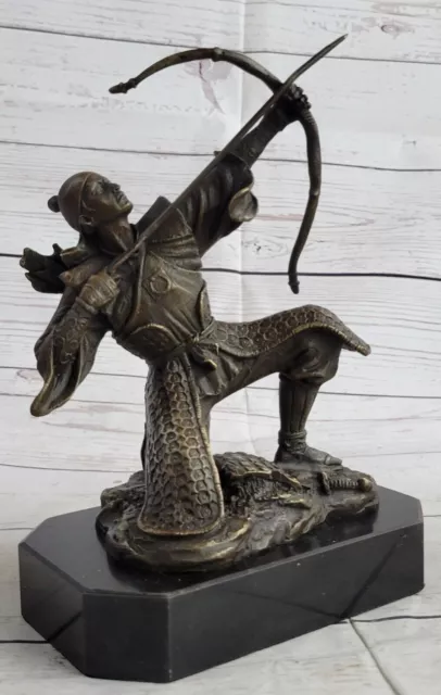 Pure Bronze Japanese Warrior Samurai With Sword Statue Sculpture Figurine Decor