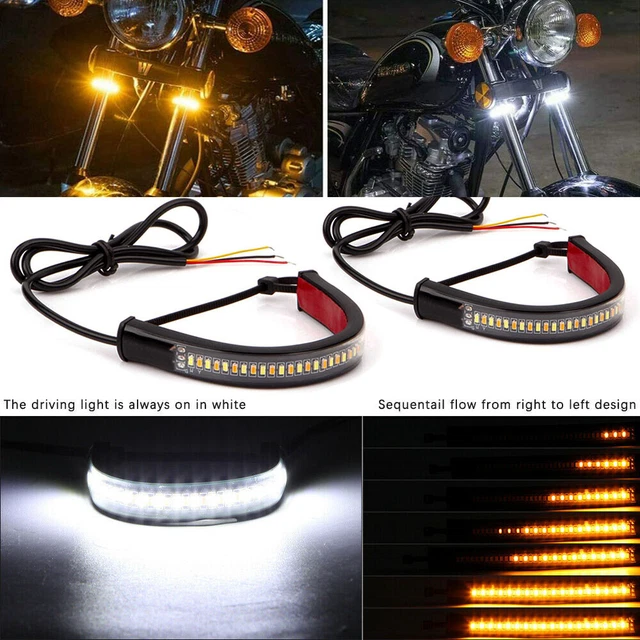 For Motorcycle Signal Turn Fork / Daytime Switchback Dual-color LED Light Strips