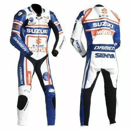 Suzuki Motorcycle Suit Motorbike Suit Motogp Racing Cowhide Leather Biker Suit