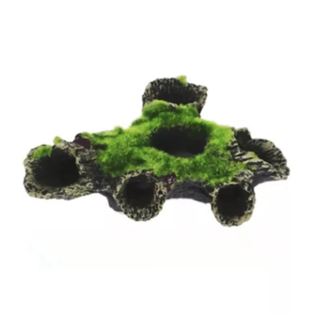 Aquarium Rock Cave Decor With Grass For Fish Hiding Fish Tank Ornament