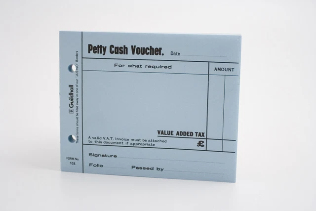 Guildhall Petty Cash Voucher Pad 127X101mm Blue 100 Pages Pack 5